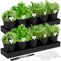 FoldTier 2 Sets Indoor Herb Garden Planter Kit with 10 Metal Pots, Black - color: Black