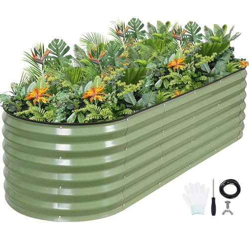 G GOOD GAIN Raised Garden Beds Galvanized, Metal Planter Boxes Kit, Oliver - color: Oliver Green, size: 6×2×1.4ft (1 Pack)