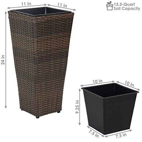 Sunnydaze 24" Square Tall Wicker Outdoor Planter, Brown, 8pk - color: Brown, size: 24 in
