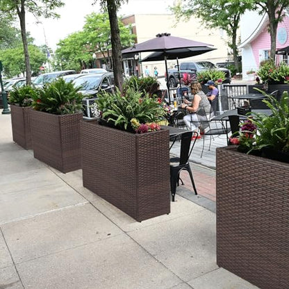 LEWIS&WAYNE Tall Planters for Outdoor Wicker Large Rectangular Block Box - color: Brown