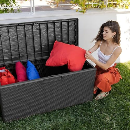 Toomax Deck Box - Lockable Lid, Gray - 90 Gal - Resin