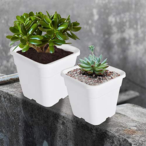 Square Nursery Pots Plant Pots Grow Pots Nursery Container Replacement for Planting Soil Plants 5 Gallon 10Pcs - color: White, size: 5 Gallon