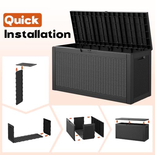 Outdoor Deck Storage Box,Waterproof,Black,72 Gallon - color: Striped Black, style: 72 Gallon
