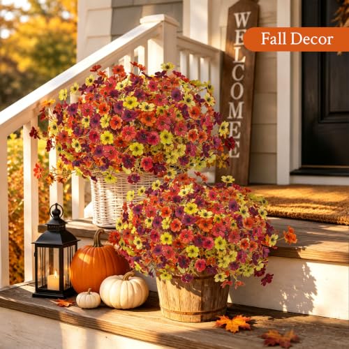 Der Rose Artificial Fall Flowers for Outdoors for Home Porch Planter Decor