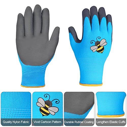 6 Pairs Kids Gardening Gloves Yard Work Gloves (Large (Age 9-11))