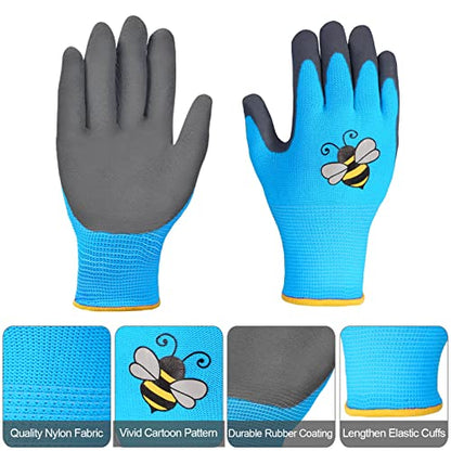 6 Pairs Kids Gardening Gloves Yard Work Gloves (Large (Age 9-11))
