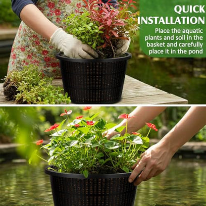 Weysat 16 Pcs Pond Plant Baskets 8.3 x 5.1 Inch, Aquatic Net Pot N Mesh - color: N Mesh, size: 8.3 x 5.1 Inch