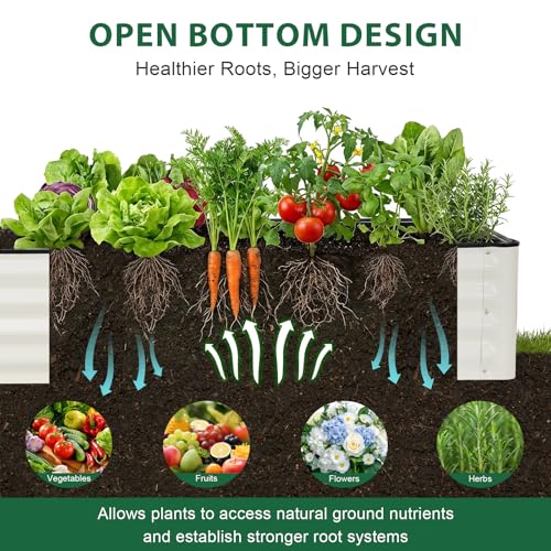 8x2x1 Ft Galvanized Raised Garden Bed (White)