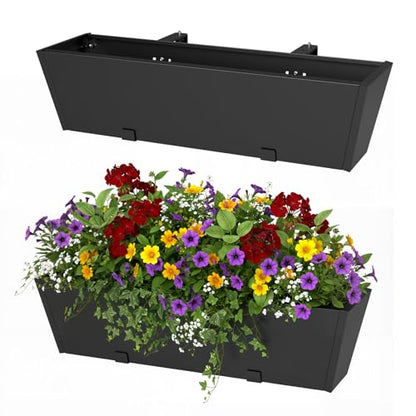 2 Pack Railing Planter Box 36 Inch, Heavy Duty Metal Window Boxes - size: 2 Packs