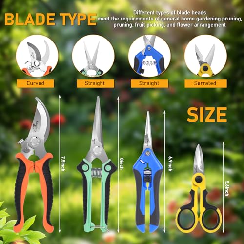 4-Pack Multifunctional Garden Scissors Set-BIDMLI Stainless Steel Pruning &Floral Shears with One-Piece Handle Blades for Tree Pruning, Flower Trimming, and Fruit Picking Tasks at Home&Garden Tool. - style: BIDMLI01