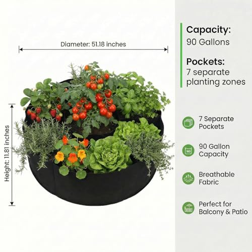 90 Gallon 7-Section Fabric Raised Garden Bed