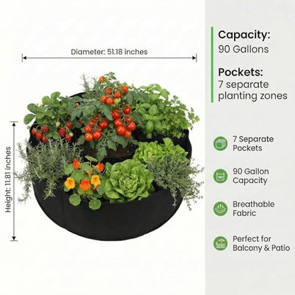 90 Gallon 7-Section Fabric Raised Garden Bed