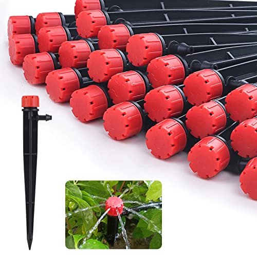 50 pcs Drip Irrigation Emitters Drip Emitters for 1/4" Drip Irrigation Tubing Adjustable 360 Degree Water Flow Irrigation Drip Heads Drip Irrigation Spray Emitters for Plant Watering System - size: 50 Pcs Drip Spray Emitters