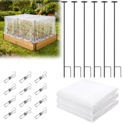 Metal Garden Netting Covers Kit, 6 Pack 2.6FT Poles, 10FTX13FT Mesh - size: 2.6FT