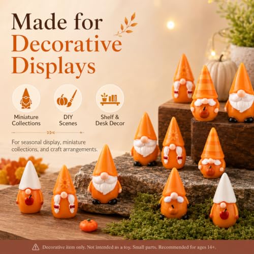 18Pcs Thanksgiving Mini Resin Gnomes Set, Small Miniature Figurines Decor - color: Gnome Set