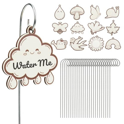 Temlum Wooden Plant Labels for Indoor & Outdoor Plants, 24pcs