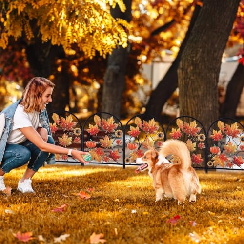 Yaocom 6 Pack Maple Leaf Garden Fence, 16.5" H x 11.8" W Fall Garden Stake - style: Maple Leaves
