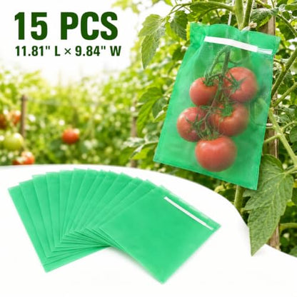 15 Pack Tomato Protection Bags Fruit Netting Bags with Drawstring