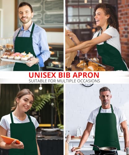 Utopia Kitchen Bib Aprons 2 Pack Adjustable With 2 Pockets - color: Green