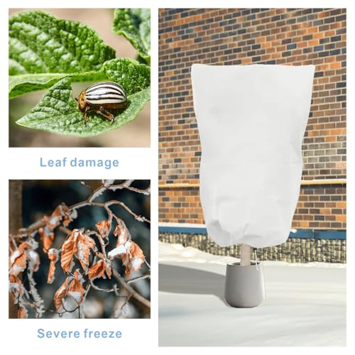 6 PCS Plant Covers Freeze Protection with Zipper Drawstring, 47.2"x31.5" - color: white