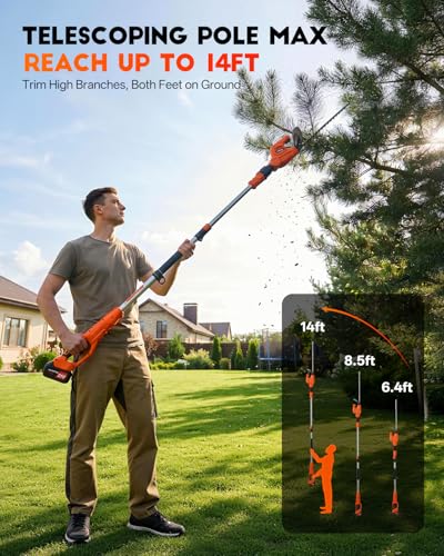2-in-1 Cordless Hedge Trimmer with Telescoping Pole