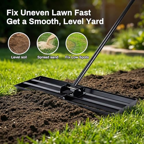 Lawn Leveling Rake, 30 x 10-Inch Heavy Duty Yard Leveler