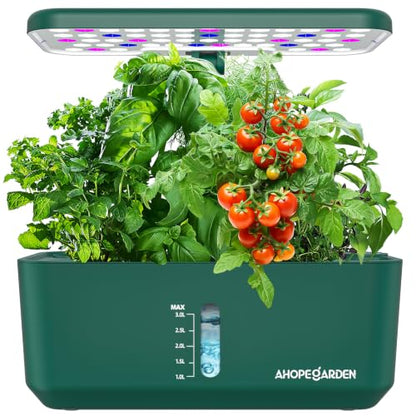 Ahopegarden Hydroponics Growing System: 10 Pods Indoor Herb Garden with LED - color: Green