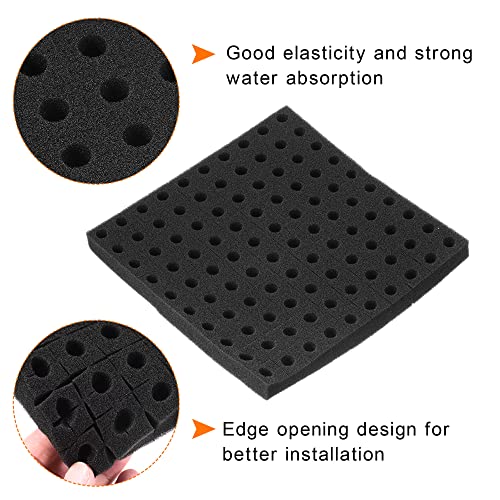 MECCANIXITY 2pcs Hydroponic Sponges, 9.84" Growing Media Square Sponges for Home Vegetable Flower Planting, Black - color: Black