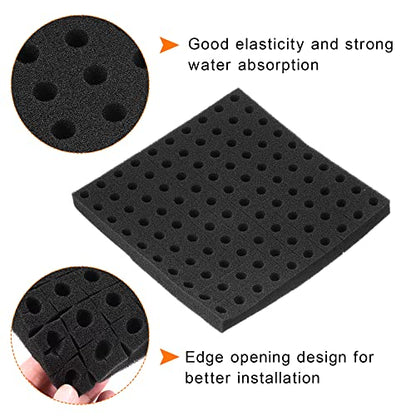 MECCANIXITY 2pcs Hydroponic Sponges, 9.84" Growing Media Square Sponges for Home Vegetable Flower Planting, Black - color: Black