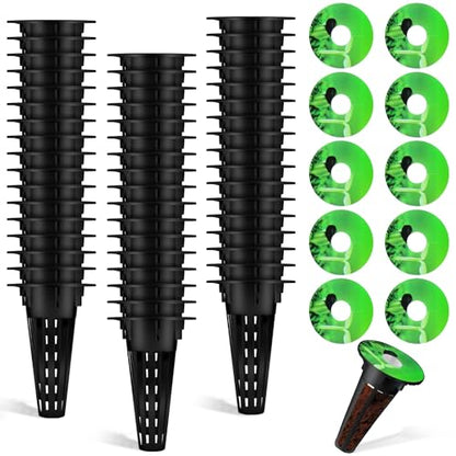 Cunhill 100 Pcs Hydroponic Grow Baskets and Seed Pod Label, 0.5 Inch, Black - color: Black
