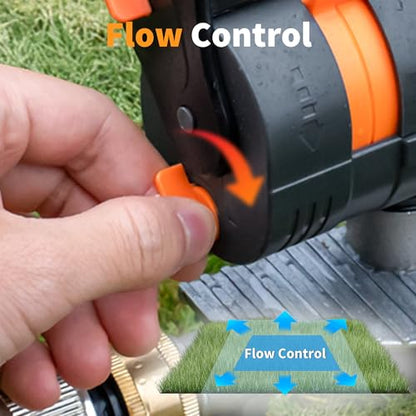 Diivoo Garden Sprinkler with Step Spike Base, Mini Turbo Oscillating Water Sprinklers for Yard, Adjustable Width, Range and Flow Rate, 16 Nozzles, Grey - color: Orange