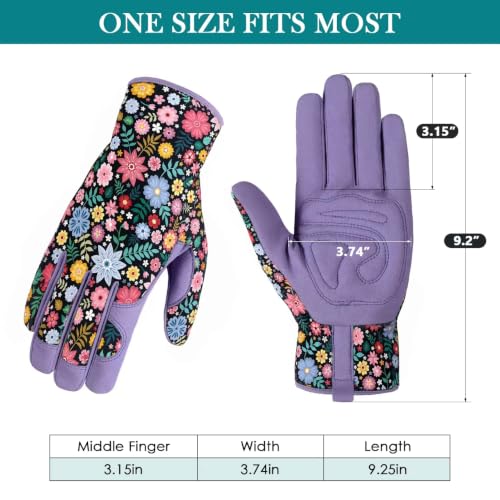 Gardening Gloves for Women, Breathable Leather Garden Gloves,Gardening Gift - color: Purple - Flower