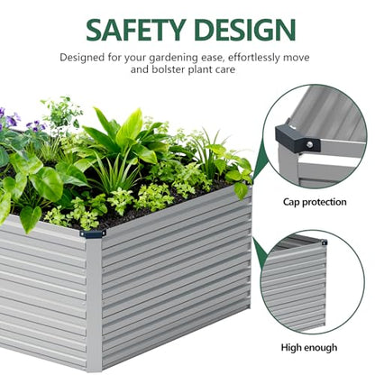 Vengarus 6x3x2ft Galvanized Raised Garden Bed,Metal Raised Beds Kit Silver - color: Silver, size: 6x3x2 ft