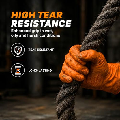 TitanFlex Heavy Duty Industrial Orange Nitrile Gloves, 8-mil, Gloves Disposable Latex Free with Raised Diamond Texture Grip, Powder Free, Rubber Glove, Mechanic Gloves,100-ct Box (XXL) - color: 02 8mil (100ct), size: XX-Large
