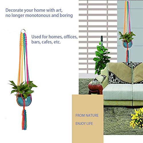 Rainbow Colorful Macrame Plant Hanger, 2 Pack - color: Colorful