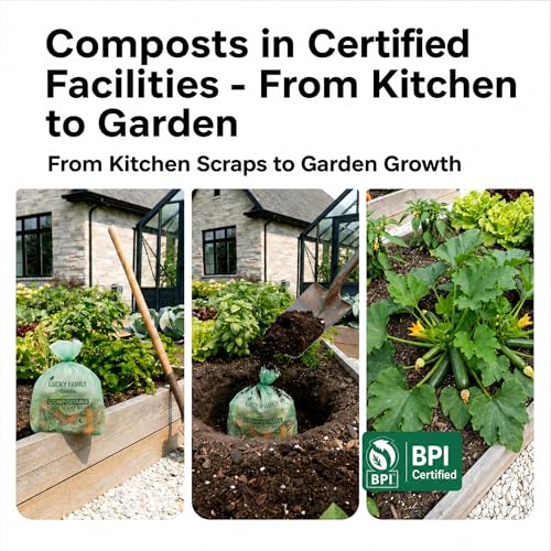 13 Gallon Drawstring Compost Bags for Kitchen Compost Bin, Compostable - color: 13 Gallon Drawstring, 25 count