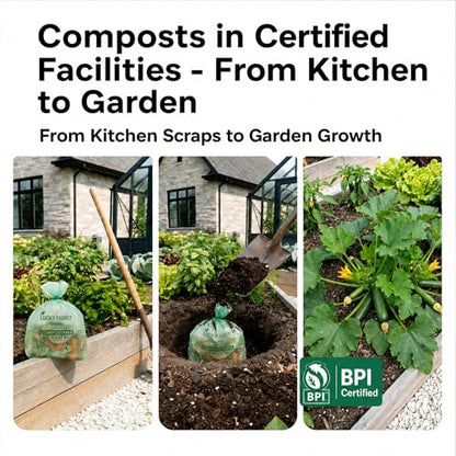 13 Gallon Drawstring Compost Bags for Kitchen Compost Bin, Compostable - color: 13 Gallon Drawstring, 25 count