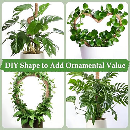 2-Pack 48'' Bendable Moss Poles for Monstera & Climbing Plants – Flexible Trellis Plant Support Stakes with Accessories – Indoor & Outdoor Use