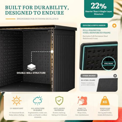YITAHOME XXL 300 Gallon Extra Large Outdoor Deck Box, Lockable - color: Black, size: 300 Gallon
