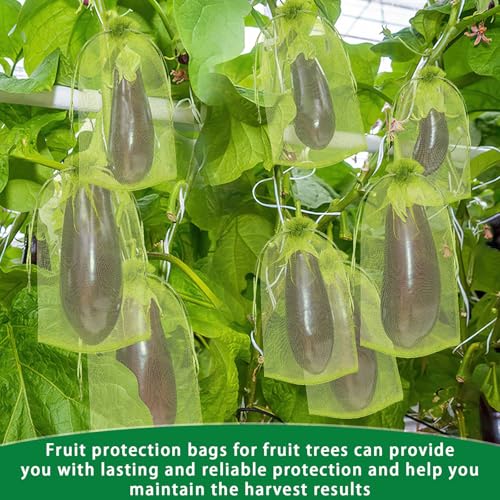 DECYOOL 120 Pcs Green Fruit Protection Bags 6x8 Drawstring Cover Bags - size: 6 x 8 Inch