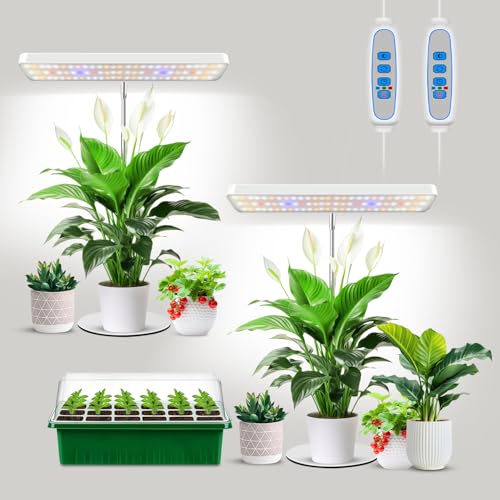 Aumtrly Plant Light White 2 Pack, Desk LED Grow Lights for Indoor Plants - size: 2 Pack/white
