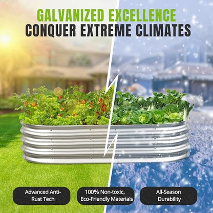 1Pcs Galvanized Raised Garden Bed 4x2x1 FT Metal Planter Box Silver - color: Silver, size: 4x2x1FT