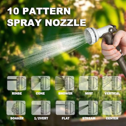 Retractable Garden Hose Reel, 1/2 in 75+6ft, Heavy Duty Wall Mounted Water Hose Reel, Spring power Automatic Rewind, Any Length Lock, 180° Swivel Bracket, 10 Pattern Spray Nozzle - size: 1/2“ 75FT