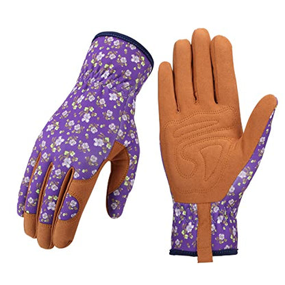 Bamllum Gardening Gloves for Women, Leather Garden Gloves - color: Purple