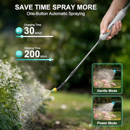 Battery Powered Garden Sprayer 1.8 Gallon, Lightweight 3 Nozzles,5 Patterns