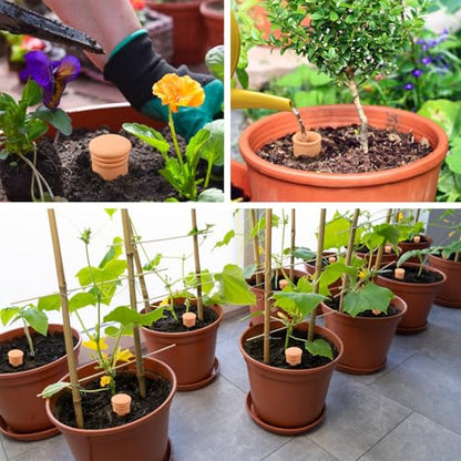 3pcs Terracotta Plant Watering Globes 3.5 * 10inch Terracotta Watering Pots Self Watering Planter 900ml for Indoor Outdoor Plants Clay Plant Watering Globes Planter Insert Watering Pots - style: Ｇ