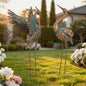 36.8" Blue Heron Garden Statue, Extra-Large Metal Cranes for Yard - color: 36" -Weathered Copper Blue