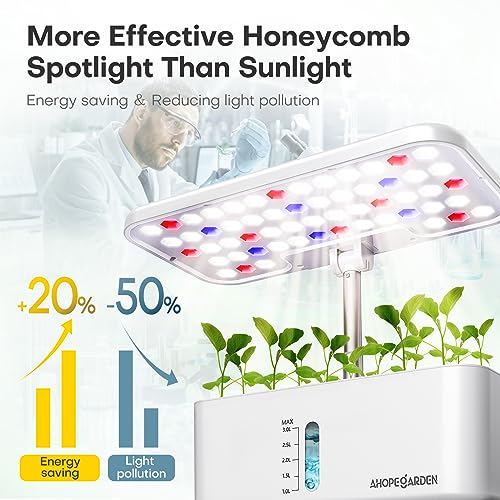 Ahopegarden Indoor Garden Hydroponics Growing System: 10 Pods Kit with LED - color: White