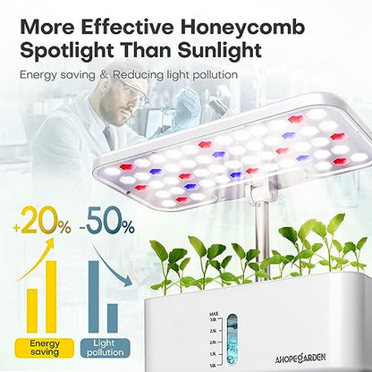 Ahopegarden Indoor Garden Hydroponics Growing System: 10 Pods Kit with LED - color: White