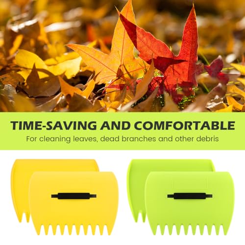 2 Set Leaf Scoops Hand Rake, Leaf Scoops and Claws with 2 Pairs Gloves, Lightweight Plastic Hand Held Rakes Yard Scoop for Picking up Leaves Garden Rubbish Yard Waste